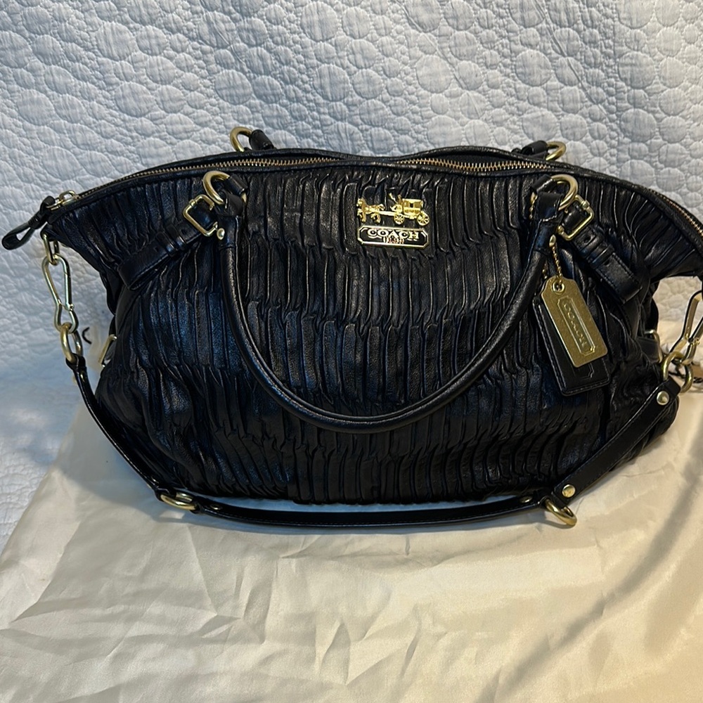 Coach Madison Pleated Black Leather Women's Satchel